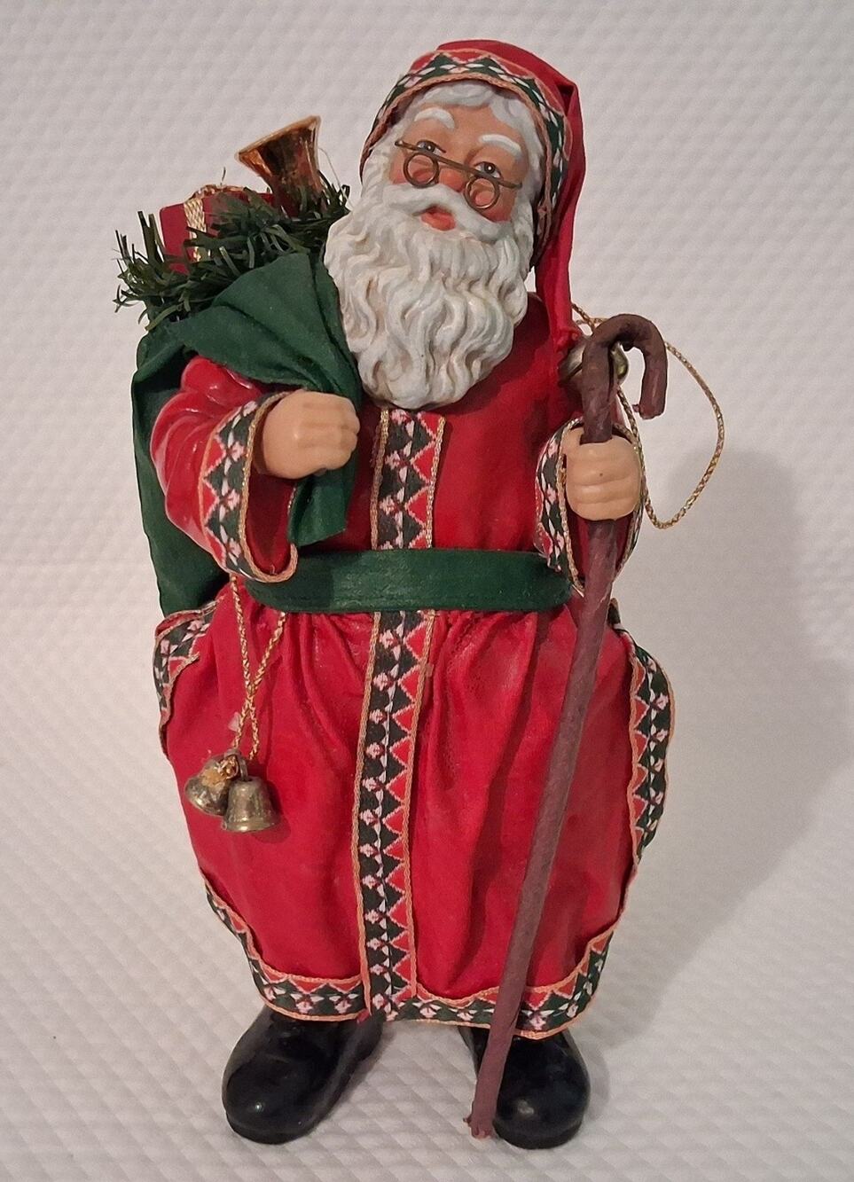 Rare Possible Dreams Clothtique Santa 1995 Red Coat Bells Backpack